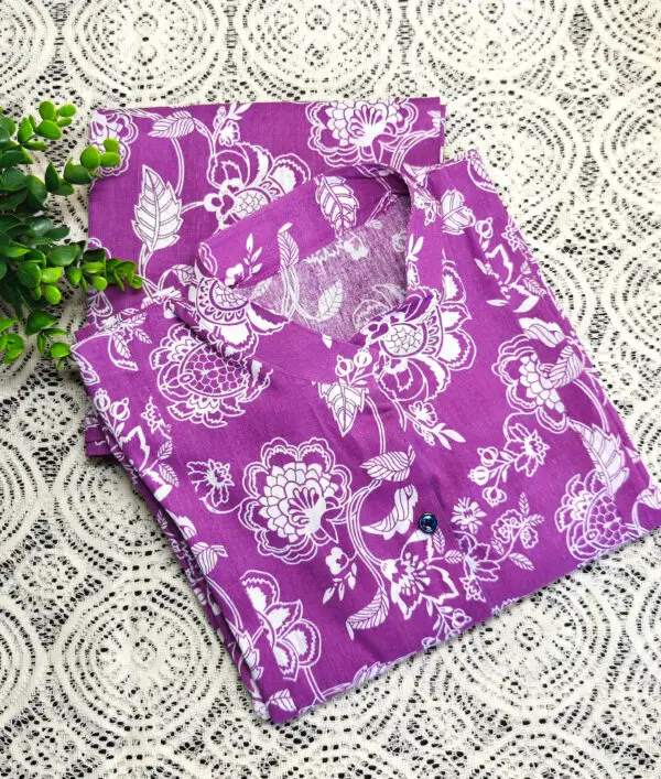 Purple floral printed Co-ordset in Soft Cotton