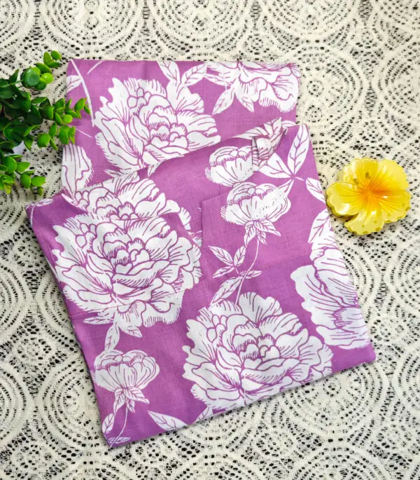 Large floral print Purple Cord-set in Soft Cotton