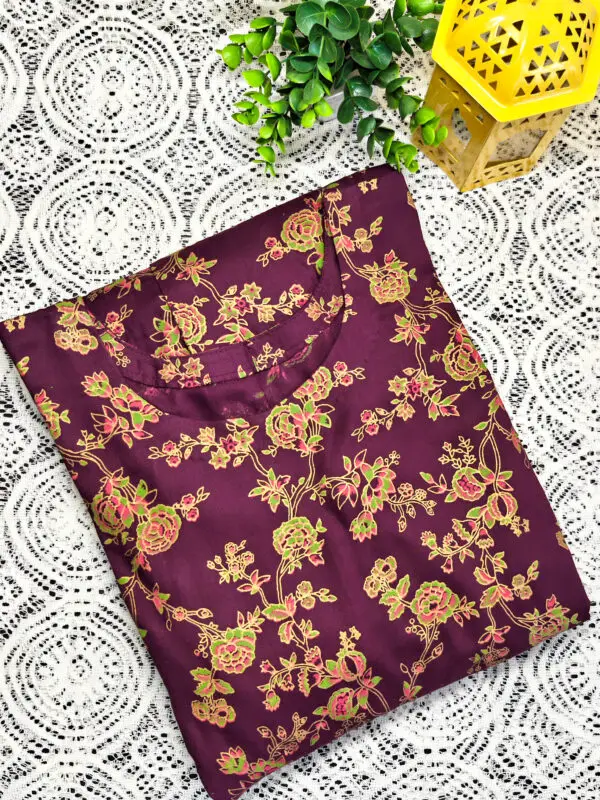 IMG_20260206_164625512 (1) 3 Wine purple frock with golden Jewel tone floral print