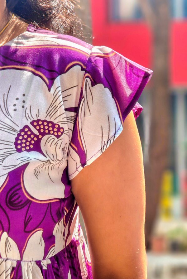 18148 Magentha frock with large floral print