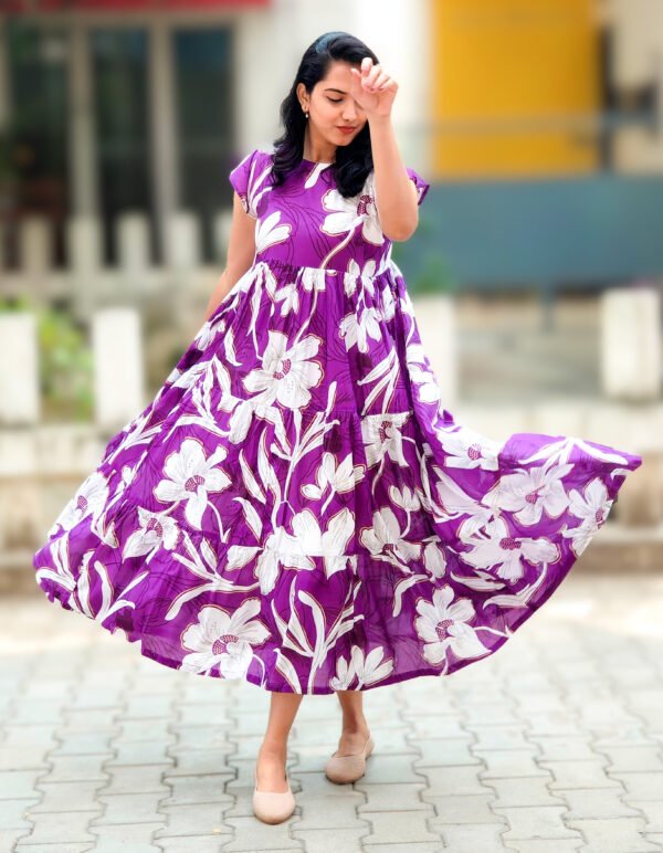 18152 Magentha frock with large floral print