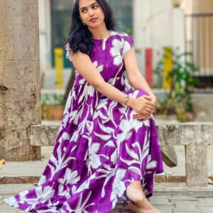 18153 Magentha frock with large floral print