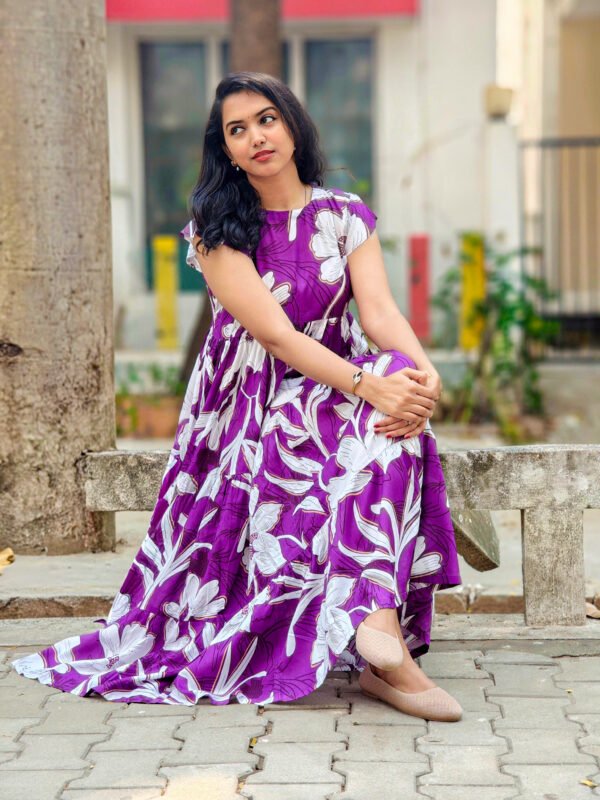 18153 Magentha frock with large floral print