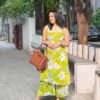 Green sleeveless floral print Cord-set in Soft Cotton-Rayon