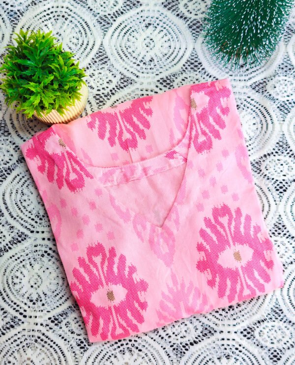 Cotton pink printed sleeveless top