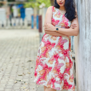 Multi colour Slub Cotton A-Line Frock