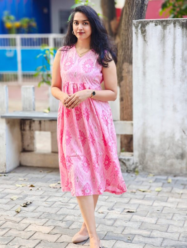 Cotton pink printed sleeveless top
