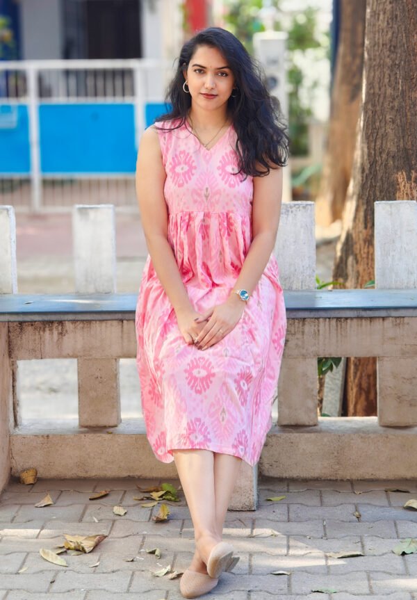 Cotton pink printed sleeveless top